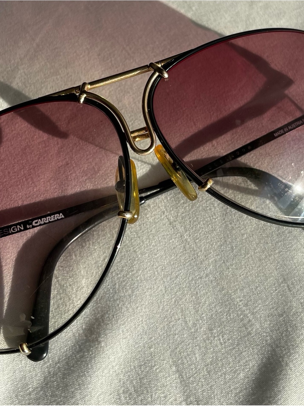 Porsche Design Black Frame Sunglasses with Rose Gradient Lenses and Gold Details